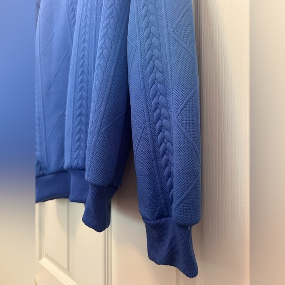 Men's Casual Sweatshirt w Elbow Patches, Button-Up Collar, Royal Blue, Small - Picture 6 of 7